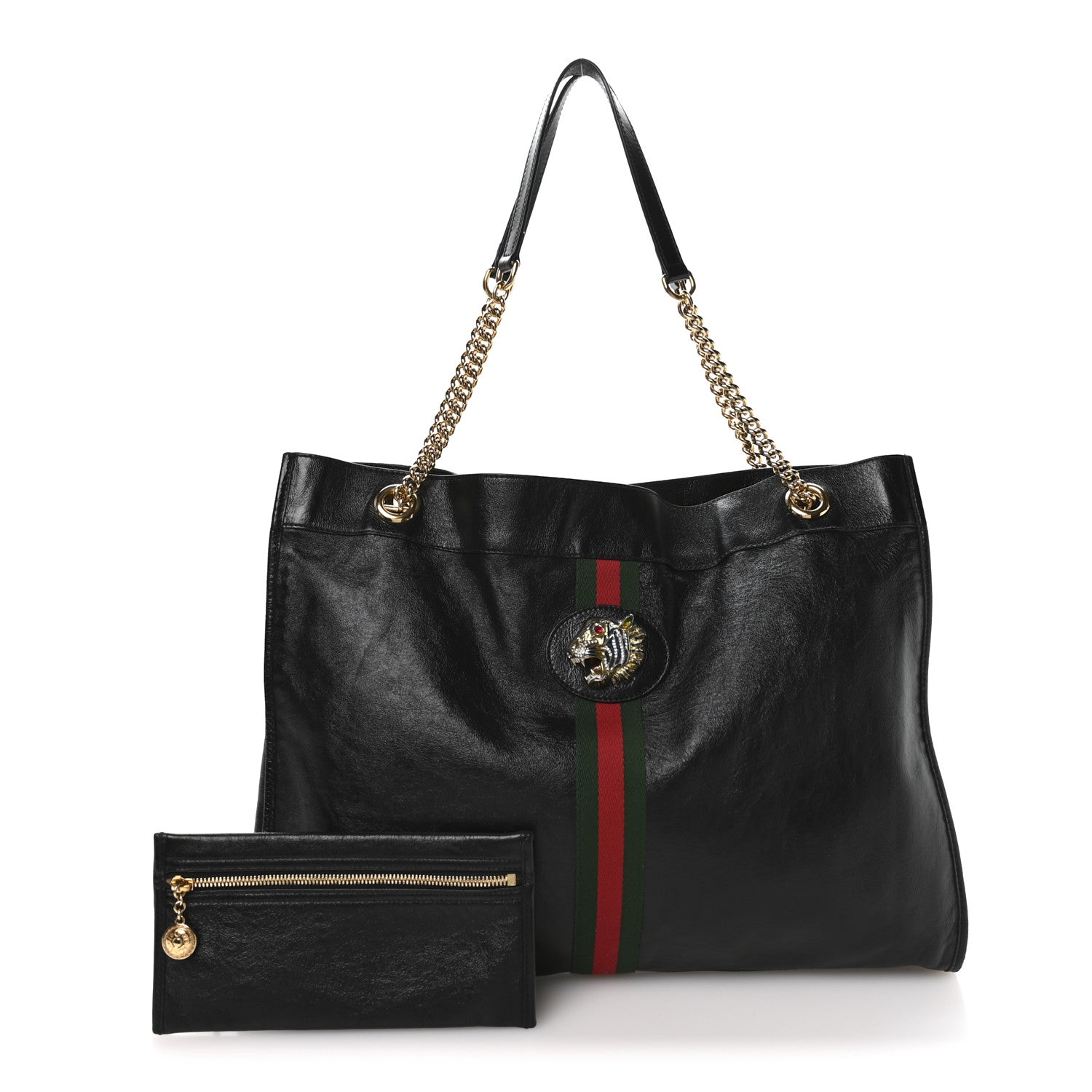 Gucci Calfskin Large Rajah Chain Tote Black
