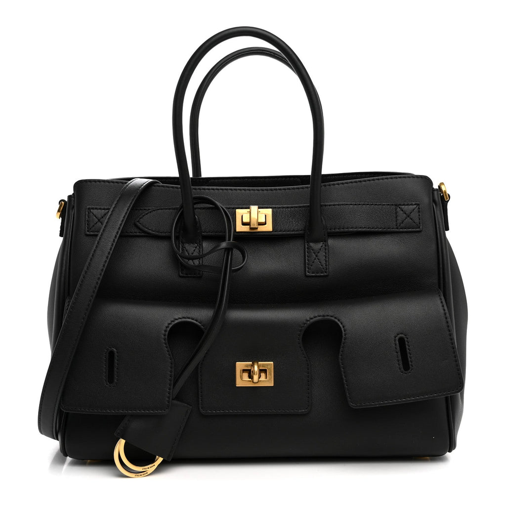 Balenciaga Smooth Calfskin Small Bel Air Carry All Bag Black