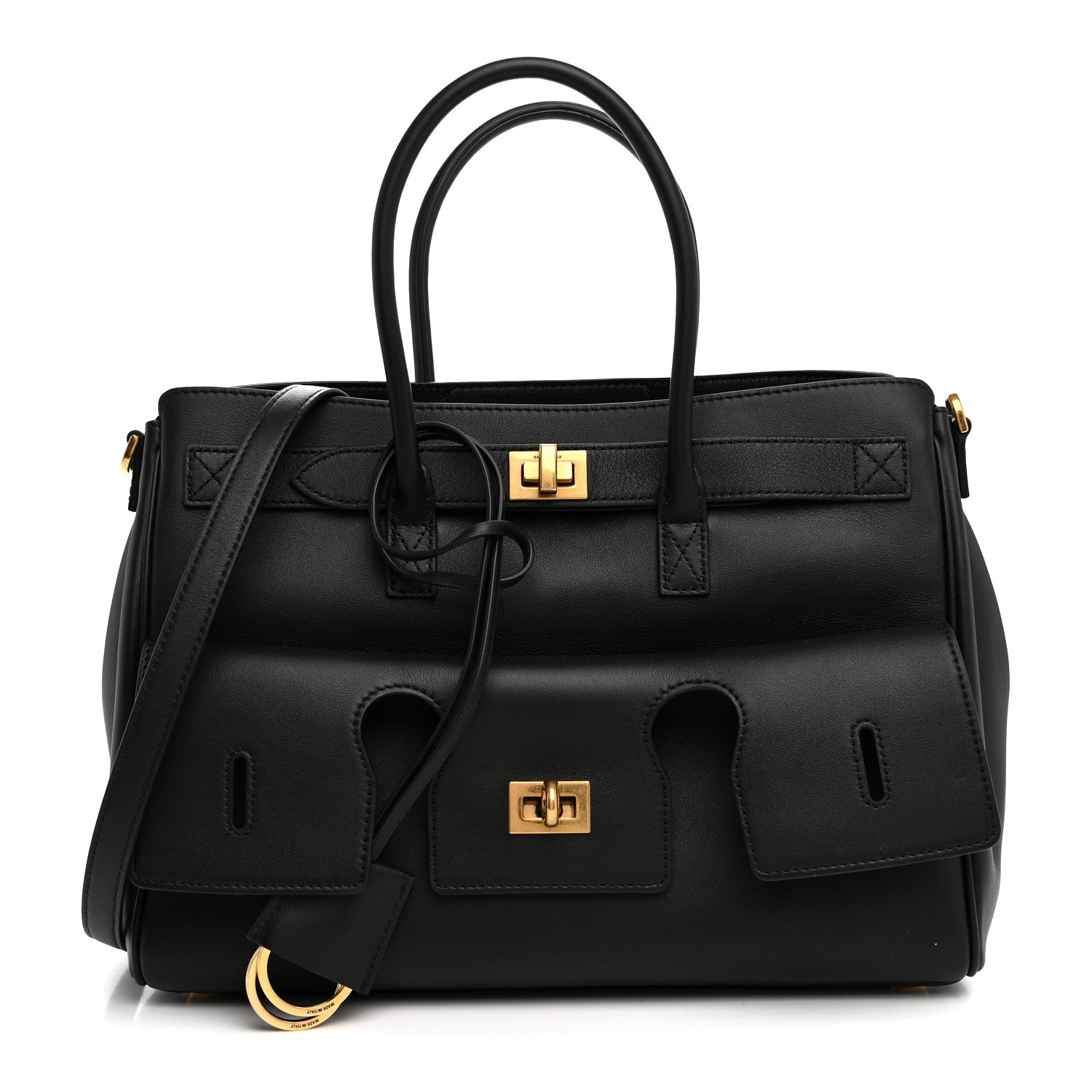 Balenciaga Smooth Calfskin Small Bel Air Carry All Bag Black