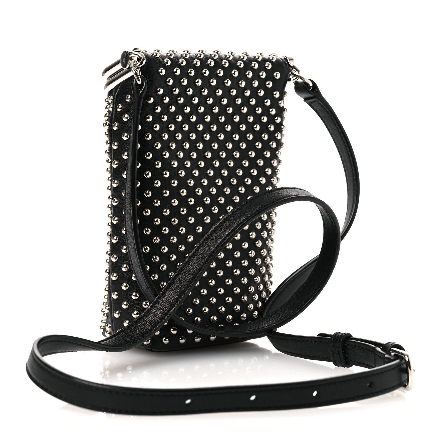 Saint Laurent Lambskin Studded Small Sac Charniere Black