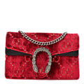 Gucci Velvet GG Monogram Super Mini Dionysus Shoulder Bag Red Cipria Black
