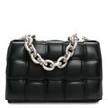 Bottega Veneta Lambskin Maxi Intreccio Padded Chain Cassette Crossbody Bag Black