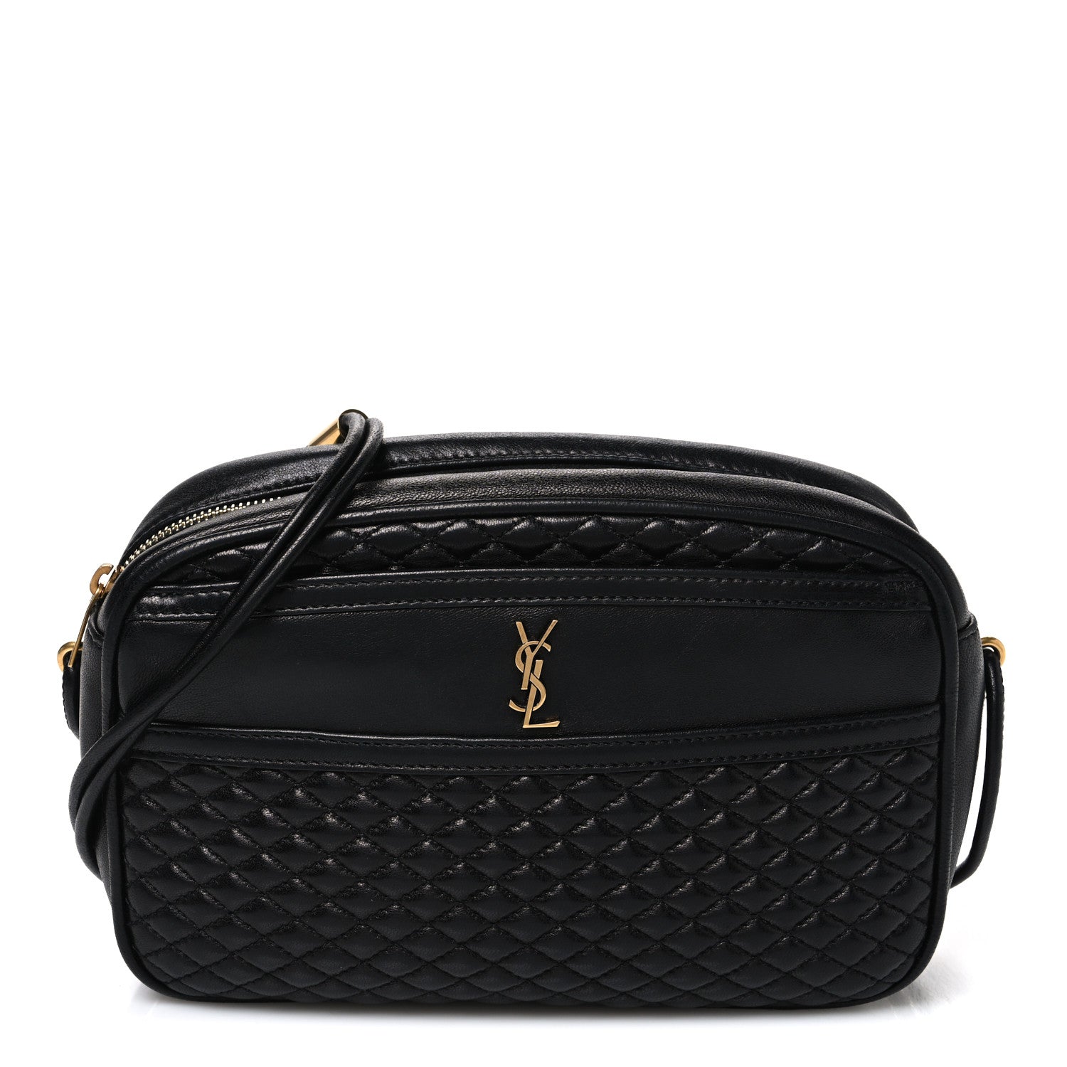 Saint Laurent Lambskin Quilted Victoire Camera Bag Black