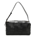 Bottega Veneta Brick Cassette bag front view black intrecciato