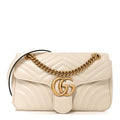 Gucci Calfskin Matelasse Small GG Marmont Shoulder Bag White