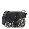 Dior Oblique Jacquard Grained Calfskin Small Saddle Messenger Bag Beige Black