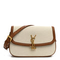 Saint Laurent Linen Calfskin Monogram Small Solferino Satchel Greggio Brick