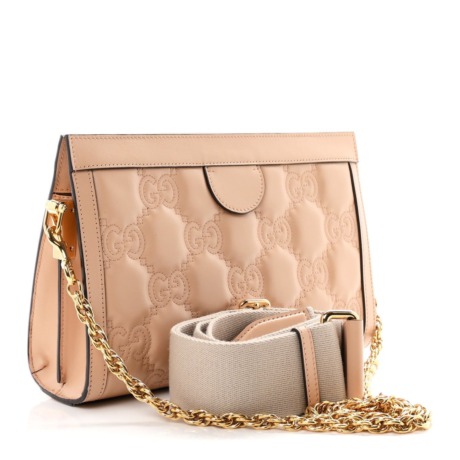 Gucci Calfskin GG Matelasse Small Slim Chain Shoulder Bag Naturale