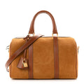Celine Waxed Suede Calfskin Large Boston Bag Tobacco