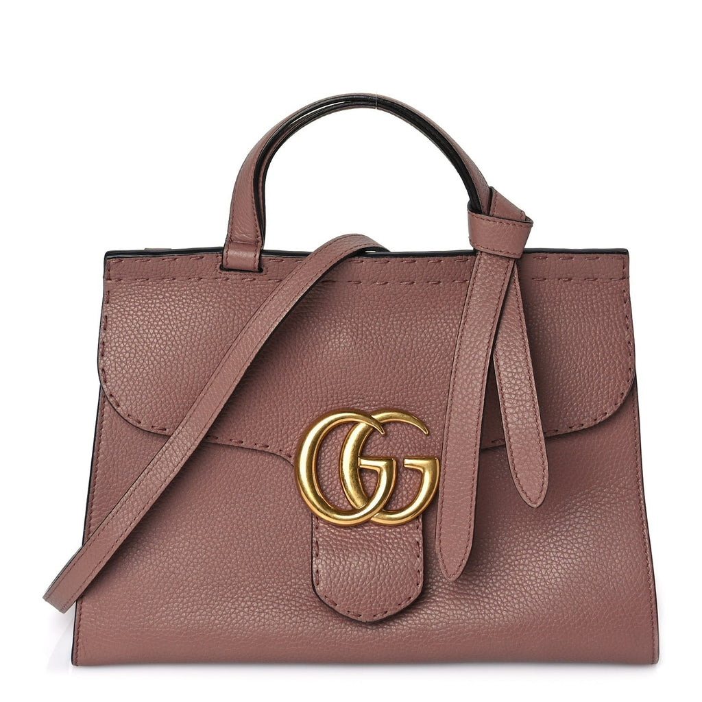 Gucci Calfskin Small GG Marmont Top Handle Bag Rosy Phard