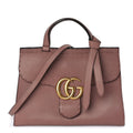 Gucci Calfskin Small GG Marmont Top Handle Bag Rosy Phard