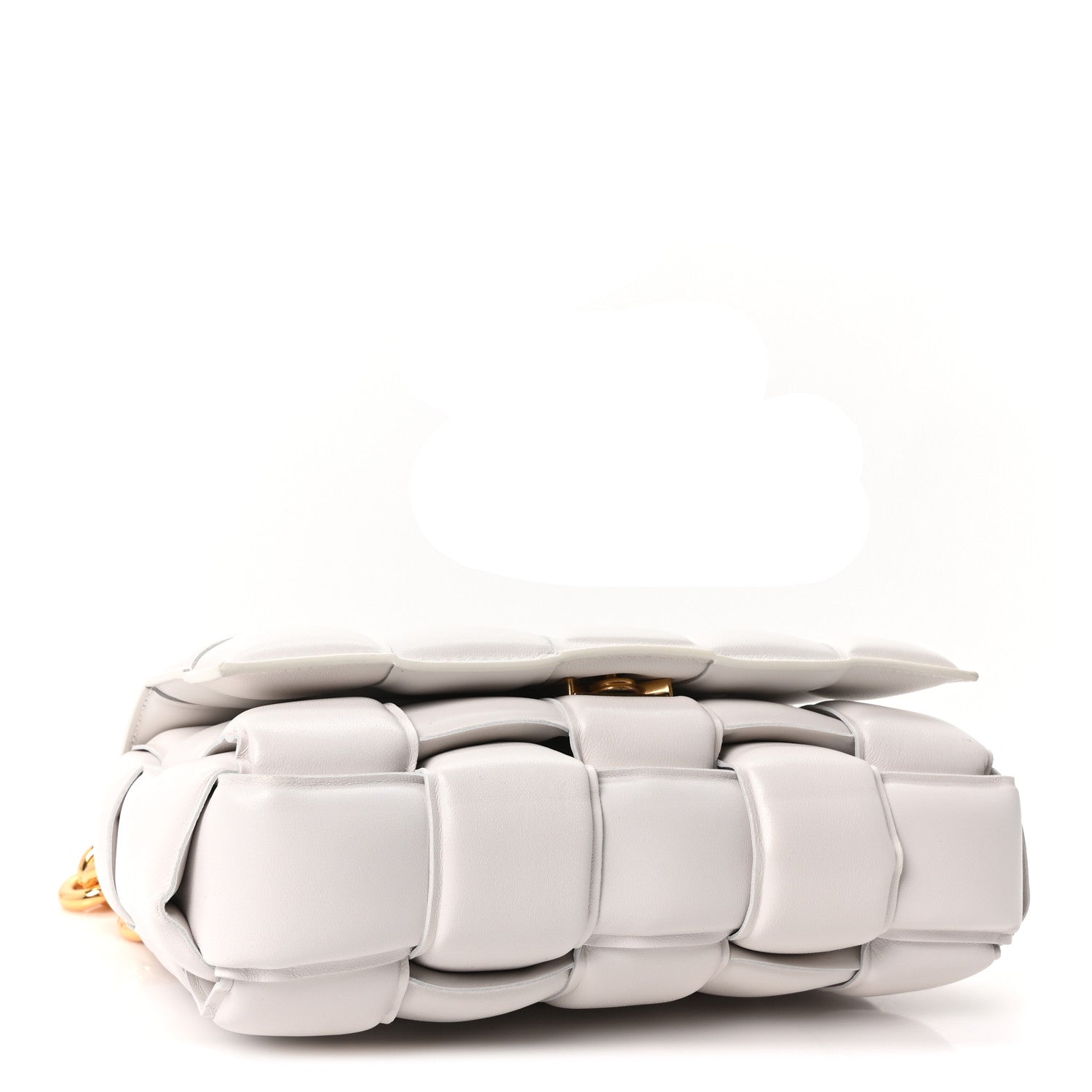 Bottega Veneta Lambskin Maxi Intreccio Padded Chain Cassette Crossbody Bag White