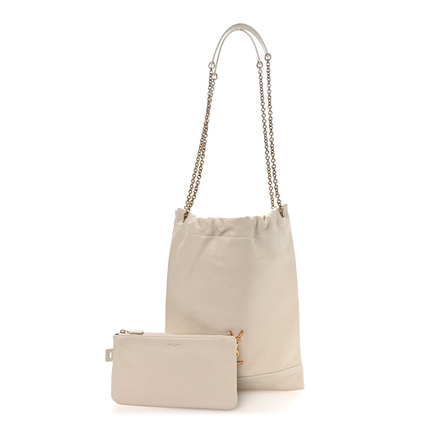 Saint Laurent Lambskin Matelasse Monogram Medium Jamie 4.3 Pochon Blanc Vintage
