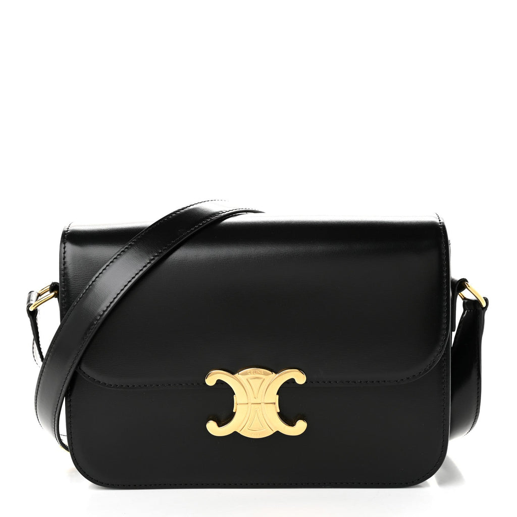 Celine Shiny Calfskin Medium Triomphe Black
