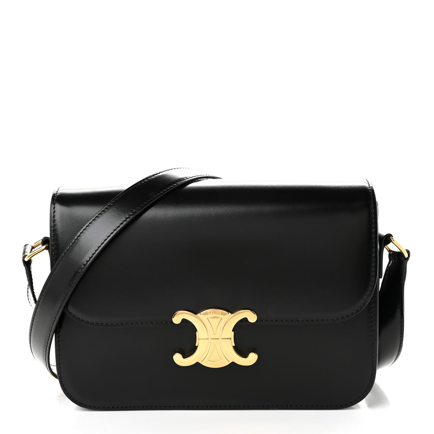 Celine Shiny Calfskin Medium Triomphe Black