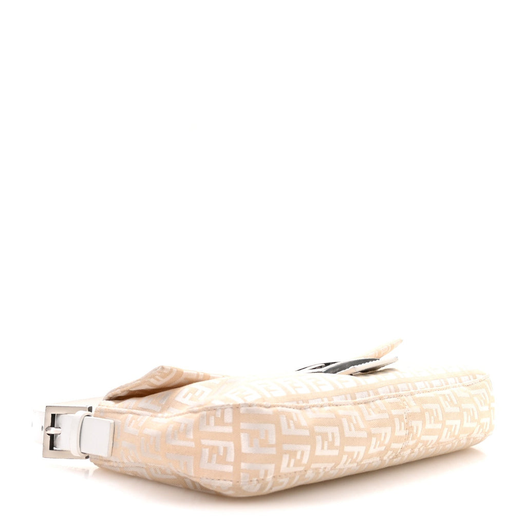 Fendi Zucchino Cuoio Mini Mama Baguette Beige White