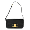 Celine Shiny Calfskin Triomphe Shoulder Bag Black