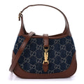 Gucci New Denim GG Monogram Calfskin Mini Jackie 1961 Hobo Blue Tea Cuir