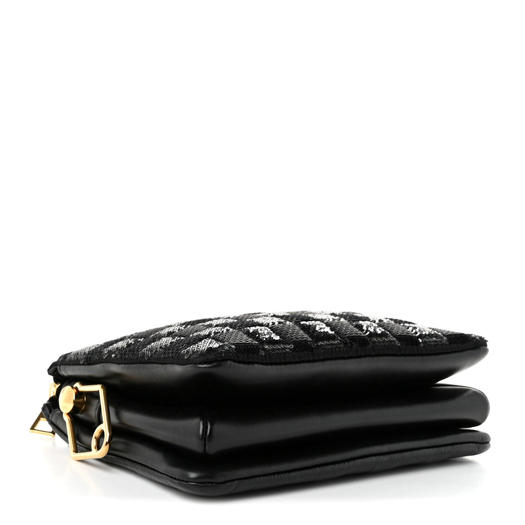 Louis Vuitton Satin Sequin Embroidered Damier Coussin BB Black