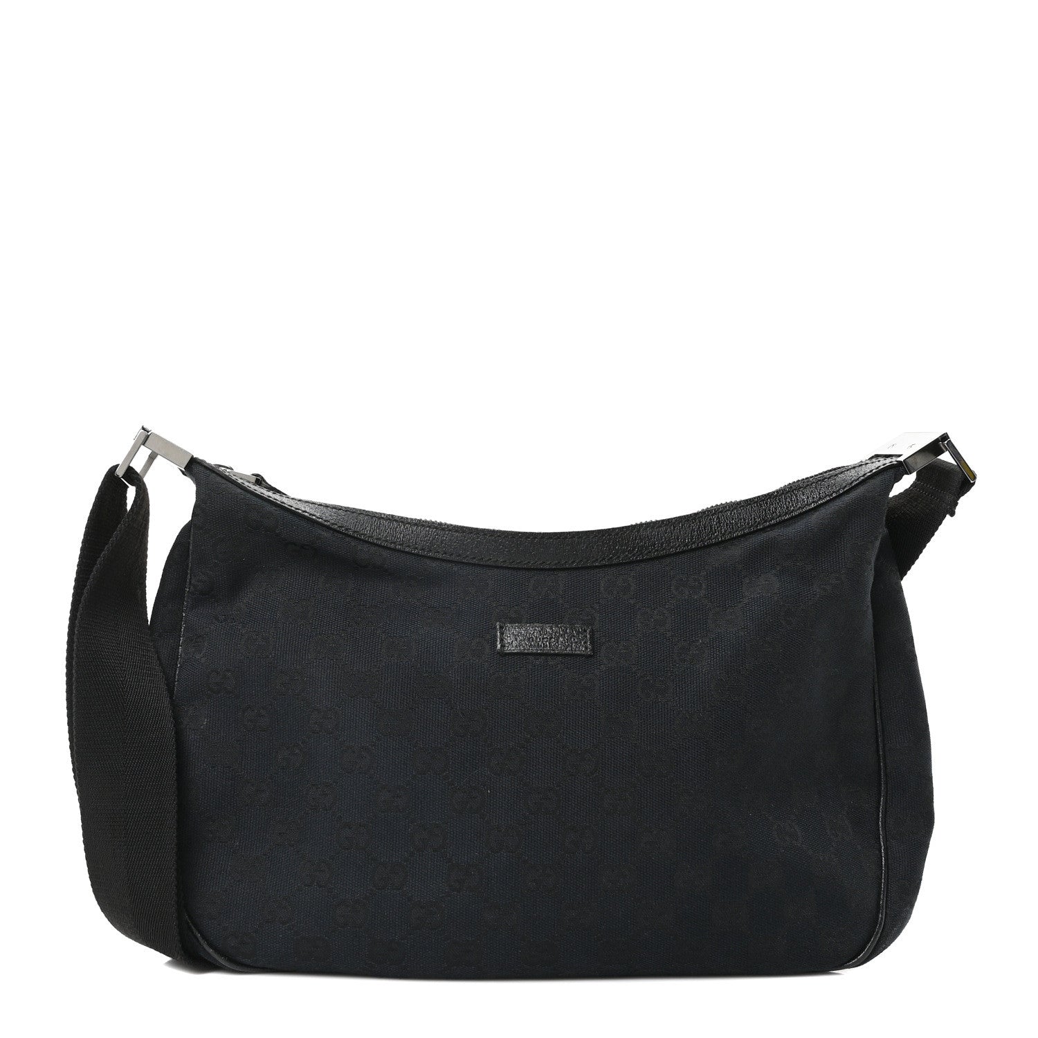 Gucci Monogram Medium Half Moon Hobo Black