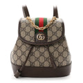 Gucci GG Supreme Monogram Textured Dollar Calfskin Web Mini Ophidia Chain Drawstring Backpack Beige Brown