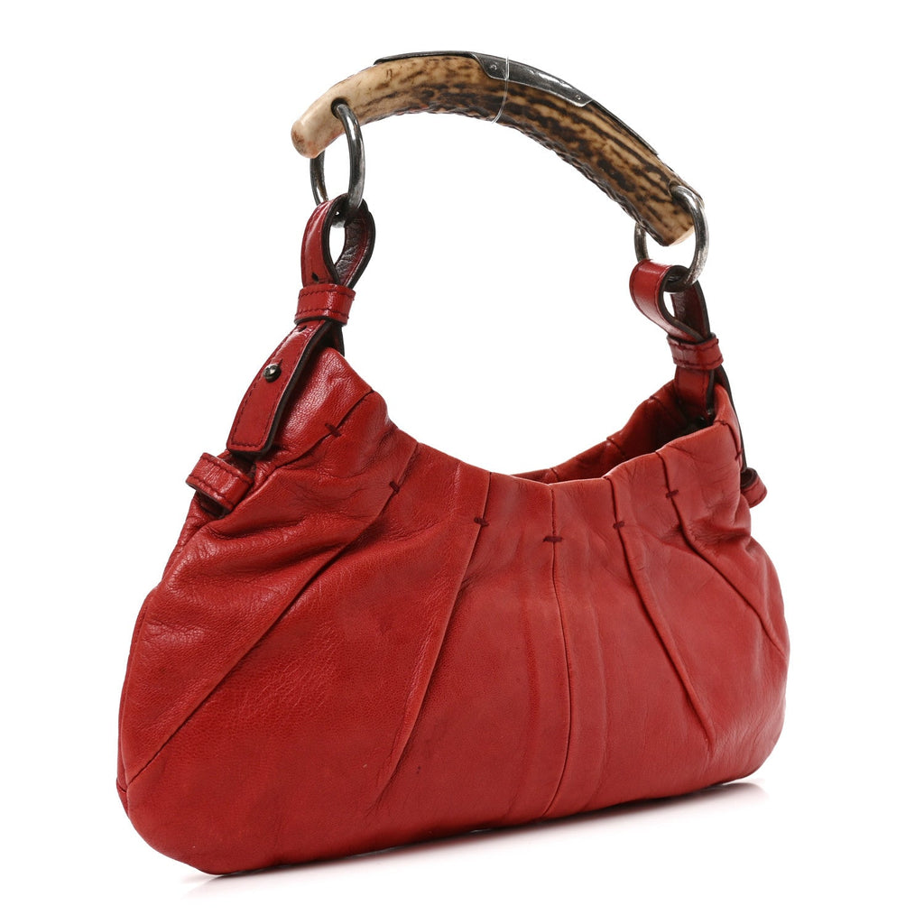 Saint Laurent Calfskin Horn Mini Mombasa Hobo Red side view