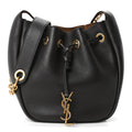 Saint Laurent Calfskin Cassandre Supple Bucket Bag Fondente Dark Cigar