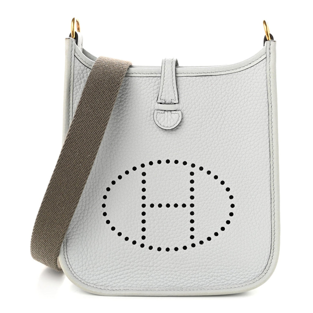 Hermès Taurillon Clemence Evelyne TPM Bleu Pale Gris Etain