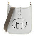 Hermès Taurillon Clemence Evelyne TPM Bleu Pale Gris Etain