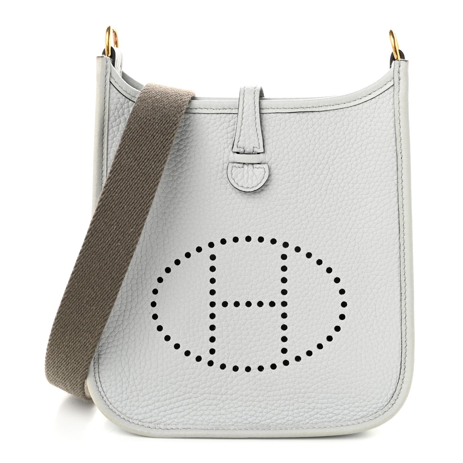 Hermès Taurillon Clemence Evelyne TPM Bleu Pale Gris Etain