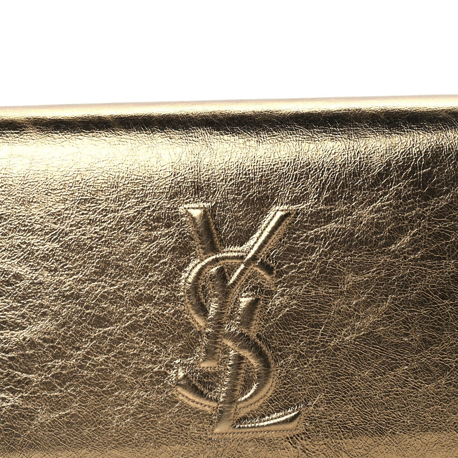 Saint Laurent Metallic Calfskin Monogram Large Belle De Jour Clutch Gold