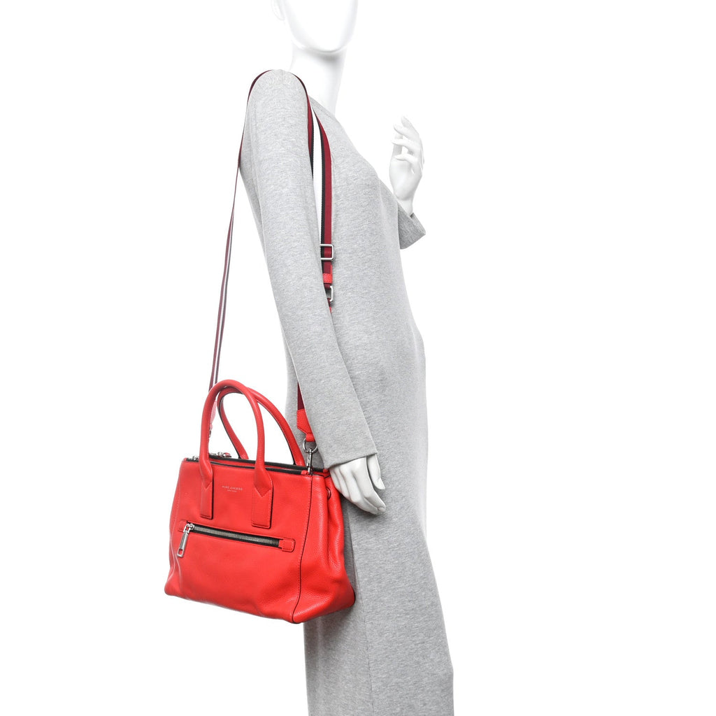Pebbled Calfskin Gotham Bauletto Satchel Red