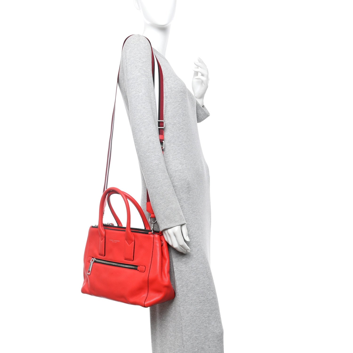 Pebbled Calfskin Gotham Bauletto Satchel Red
