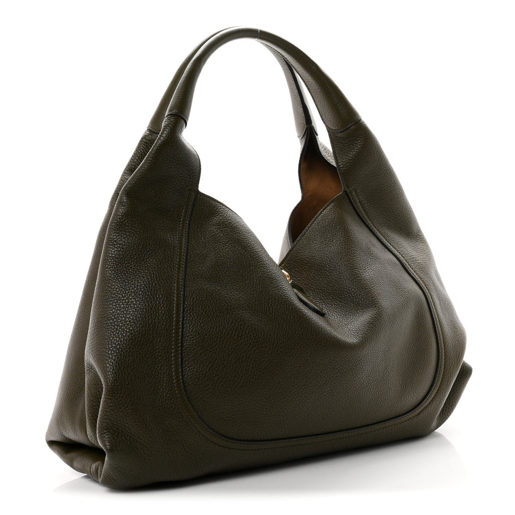 Gucci Grained Calfskin Softbit Maxi Shoulder Bag Forest Green