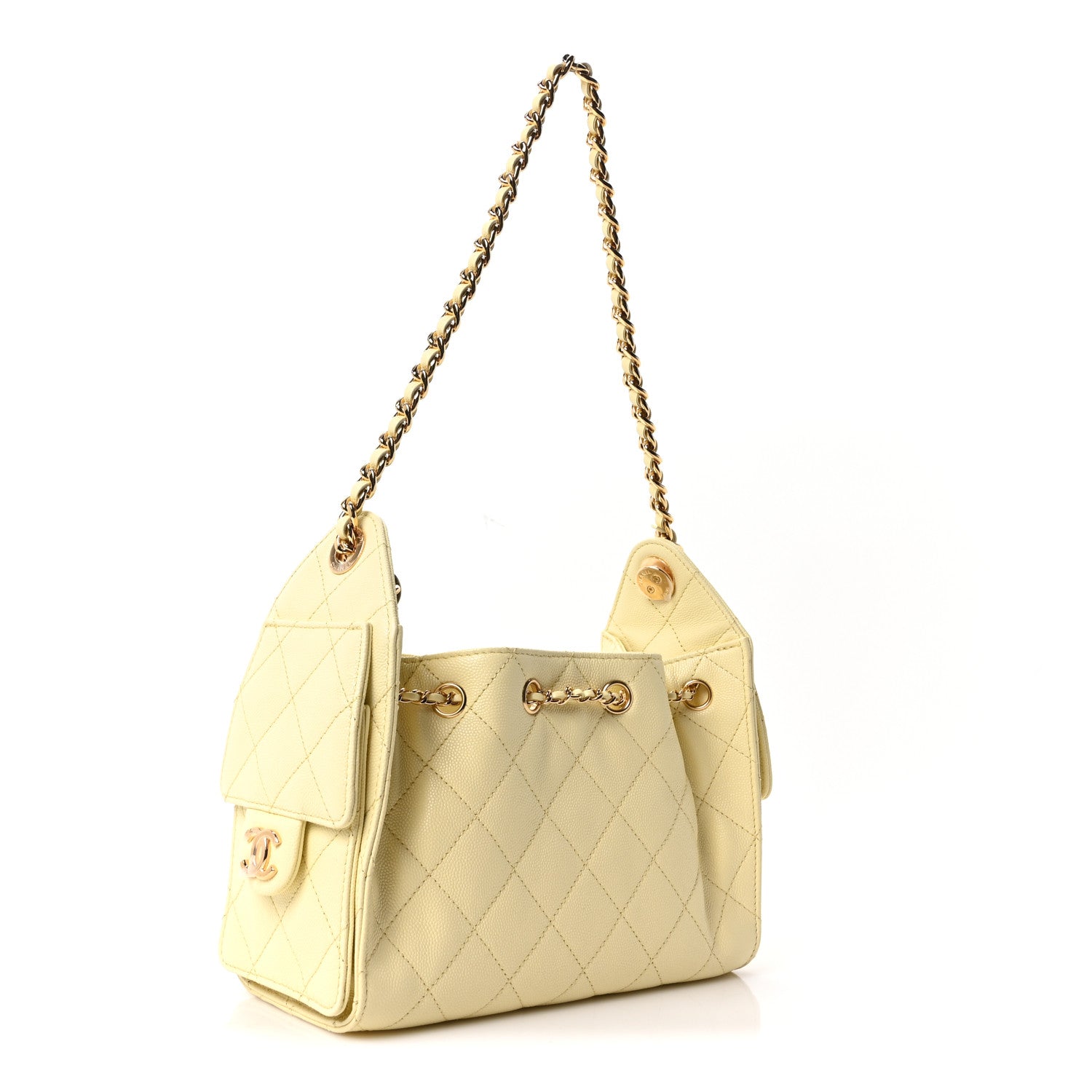 Chanel Caviar Quilted Mini Chanel 25 Handbag Light Yellow