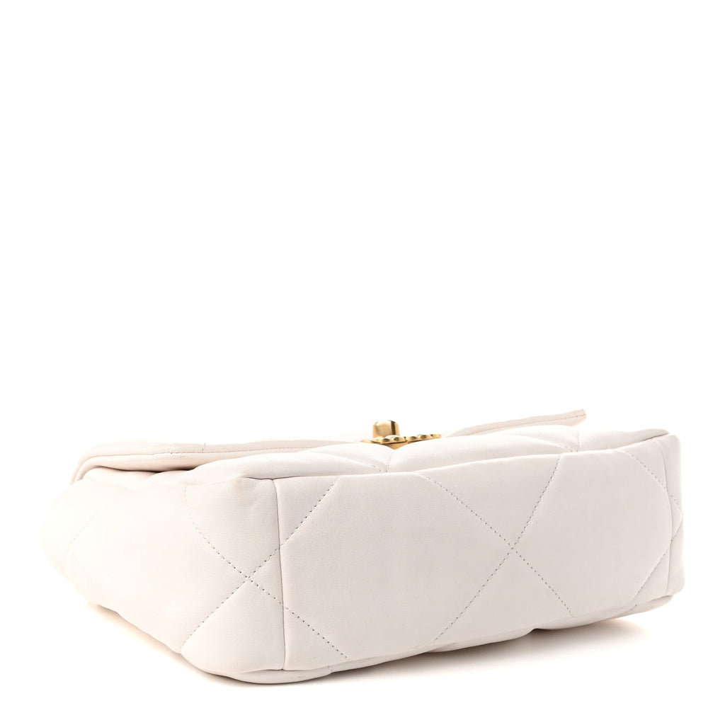 Chanel Lambskin Quilted Medium Chanel 19 Flap White