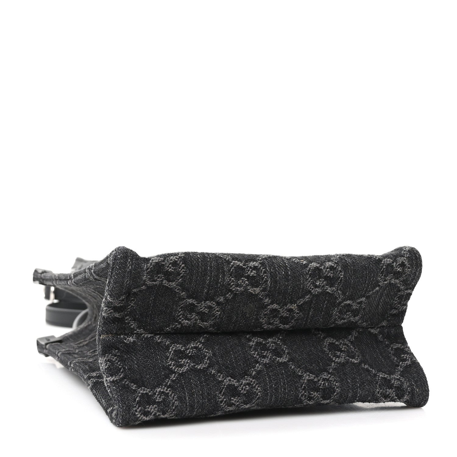 Gucci Denim Cuoio Harness GG Monogram Mini Ophidia Tote Bag Black Medium Grey