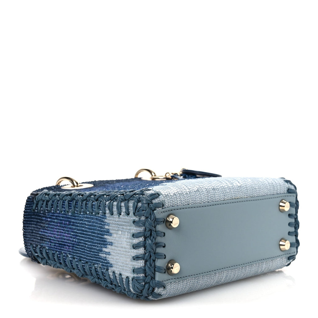 Dior Calfskin Sequin Gradient Stitched Small Lady Dior Blue