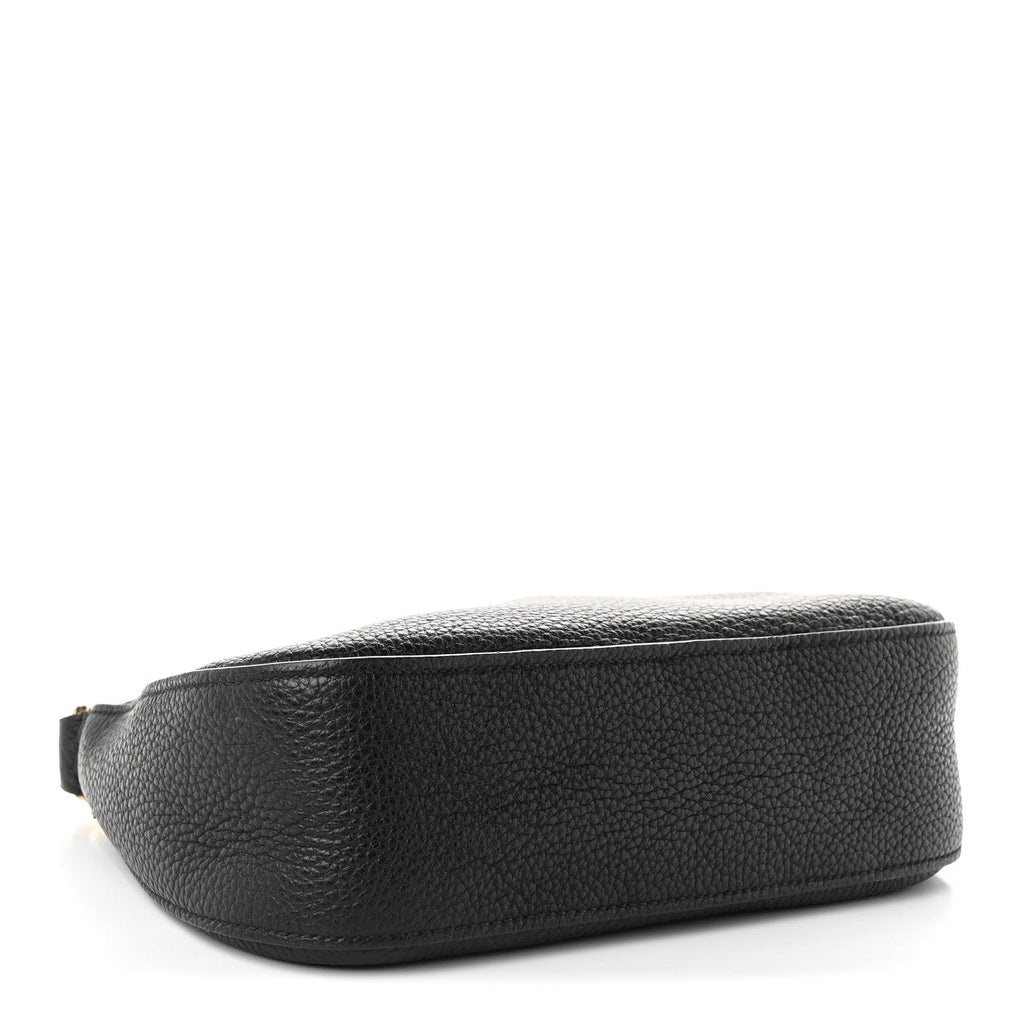 Prada Vitello Daino Soft Zippered Hobo Shoulder Bag Black