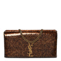 Saint Laurent Sequin Satin Monogram Tassel Kate 99 Brown