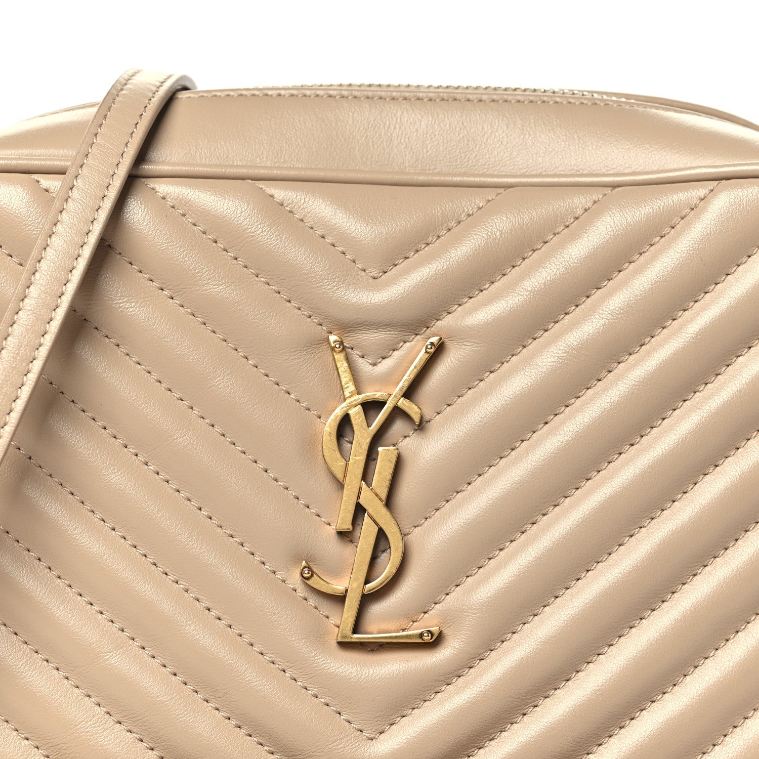 Saint Laurent Calfskin Matelasse Monogram Lou Camera Bag Dark Beige Dark Beige