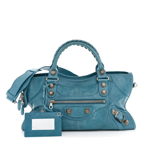Balenciaga Agneau Giant 21 Silver Hardware Part Time Aquamarine