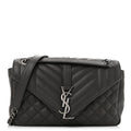 Saint Laurent Sheepskin Tri-Quilt Monogram Medium College Bag Coal