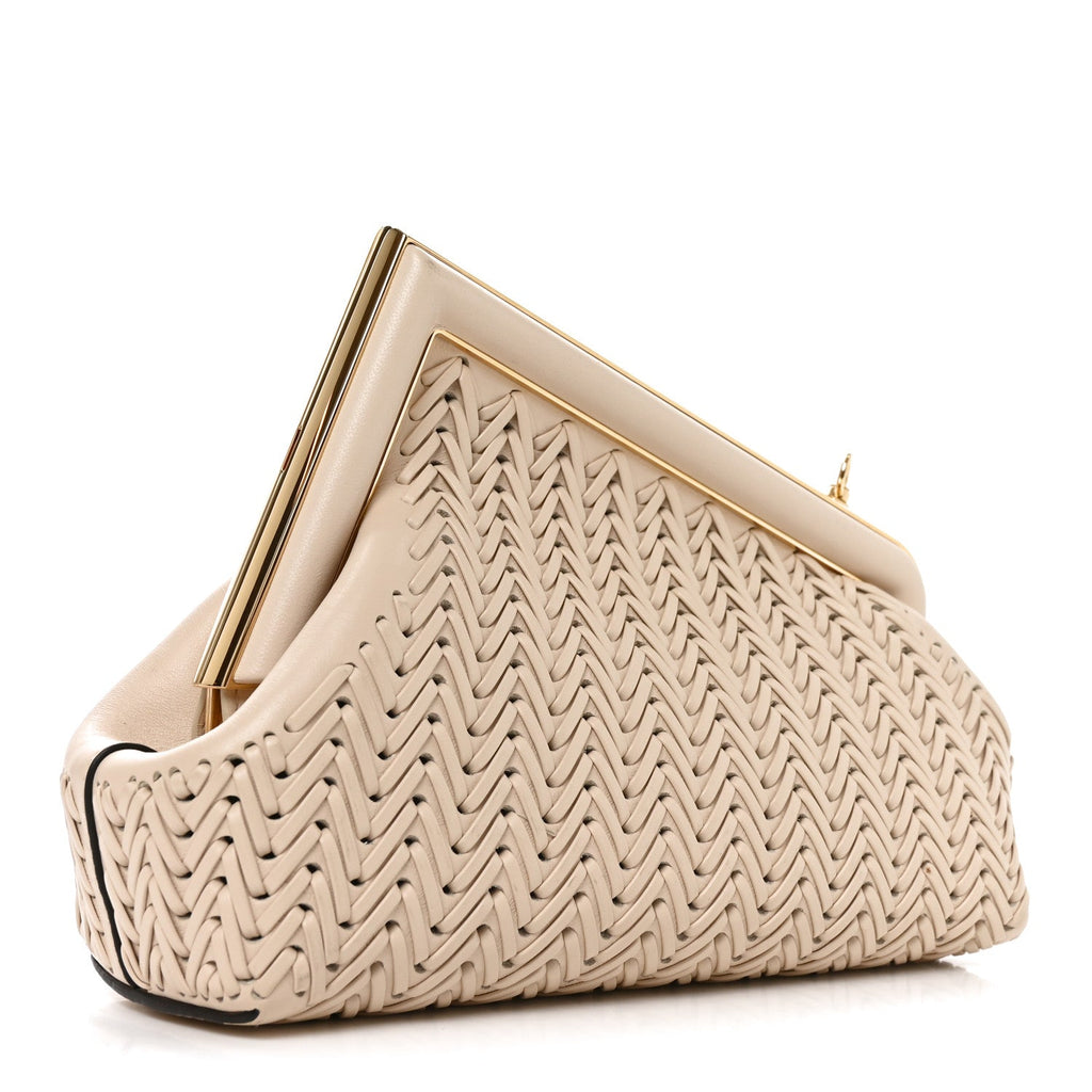 Fendi Vitello Grace Intreccio Nappa Small Fendi First Poudre