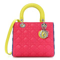 Dior Lambskin Cannage Medium Tri-Color Lady Dior Pink Blue Yellow