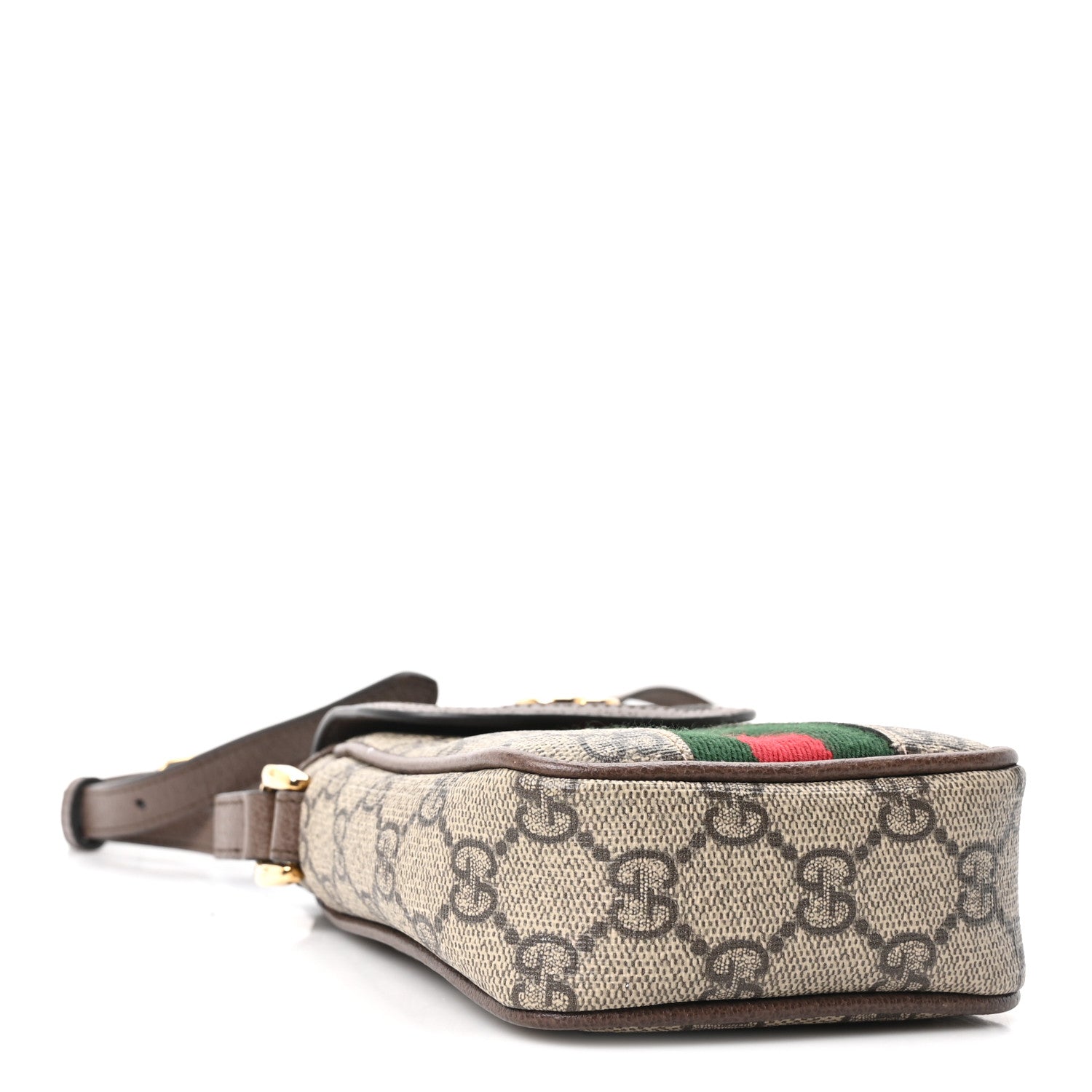 Gucci GG Supreme Monogram Web Ophidia Phone Crossbody Bag Beige New Acero