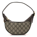 Gucci GG Supreme Monogram Textured Calfskin Web Mini Ophidia Half Moon Hobo Beige Ebony New Acero Beige Ebony New Acero