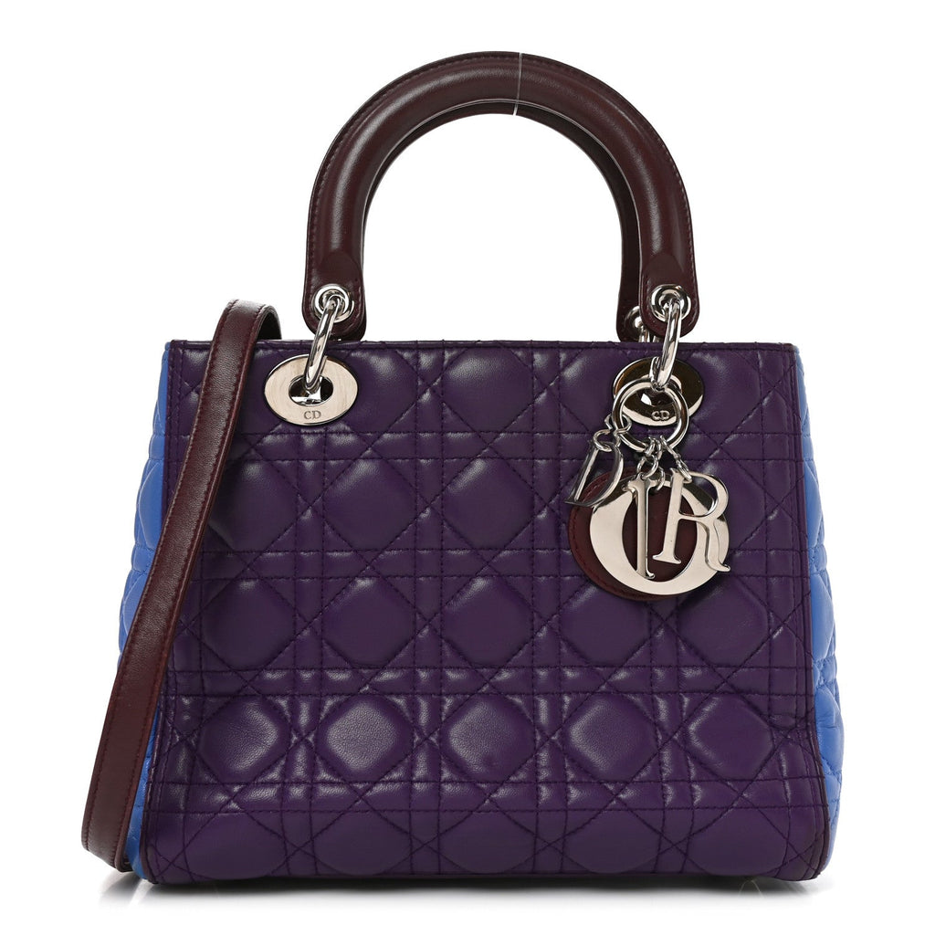 Dior Lambskin Cannage Medium Bi-Color Lady Dior Purple Blue