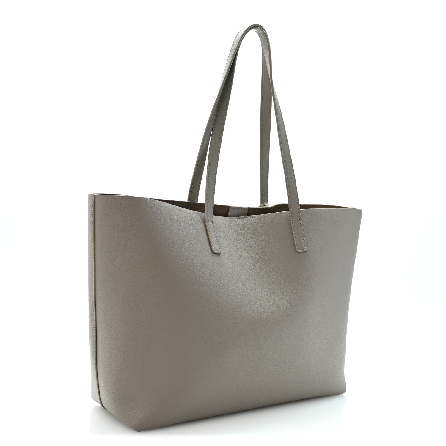 Saint Laurent Calfskin Large Shopping Tote Oyster Gray