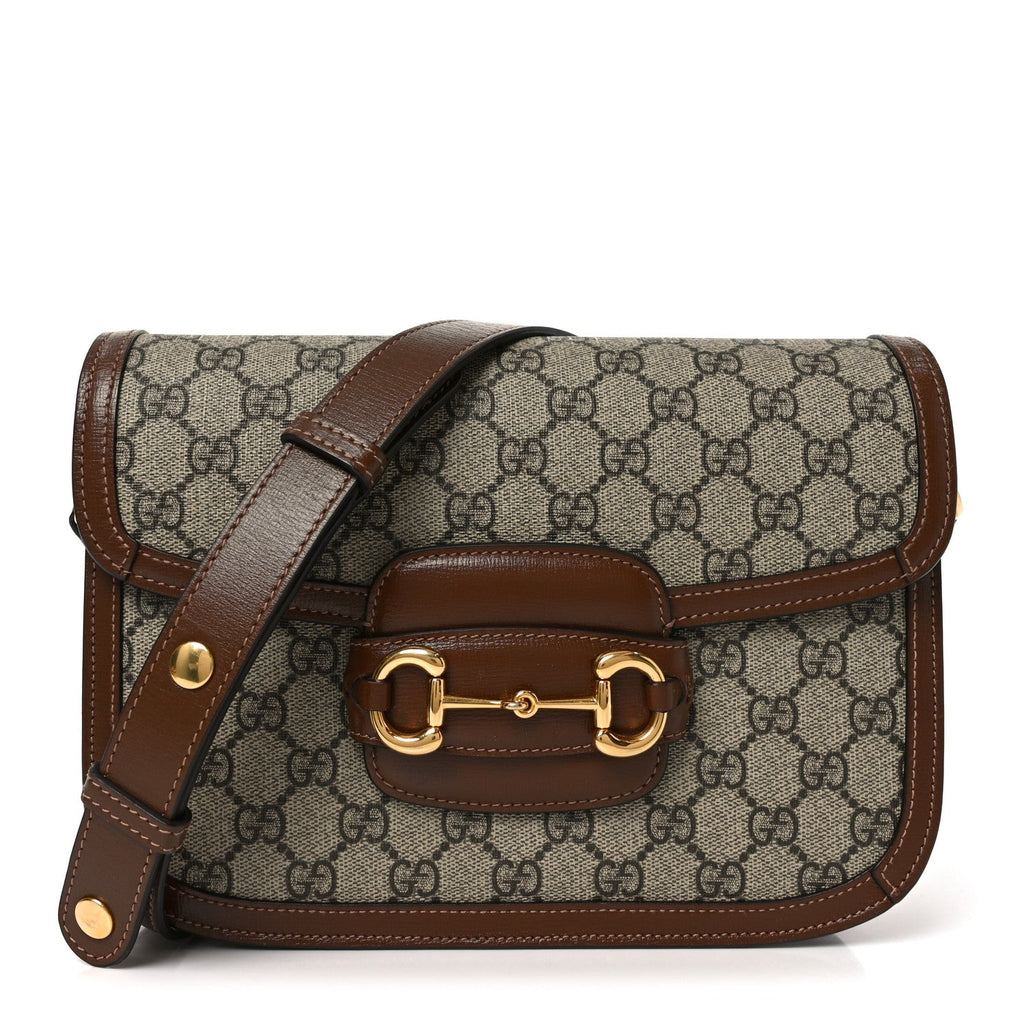 Gucci GG Supreme Monogram Horsebit 1955 Shoulder Bag Beige Brown Sugar
